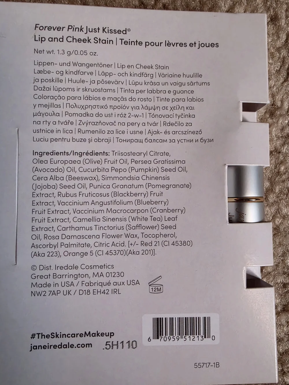 jane iredale Just Kissed Lip& Cheek Stain Sample 2pc Forever Pink $10 NEW